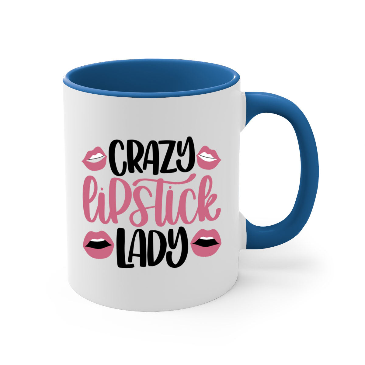 Crazy Lipstick Lady Style 107# Mug with colorful handle and glossy finish, available in multiple colors and sizes.