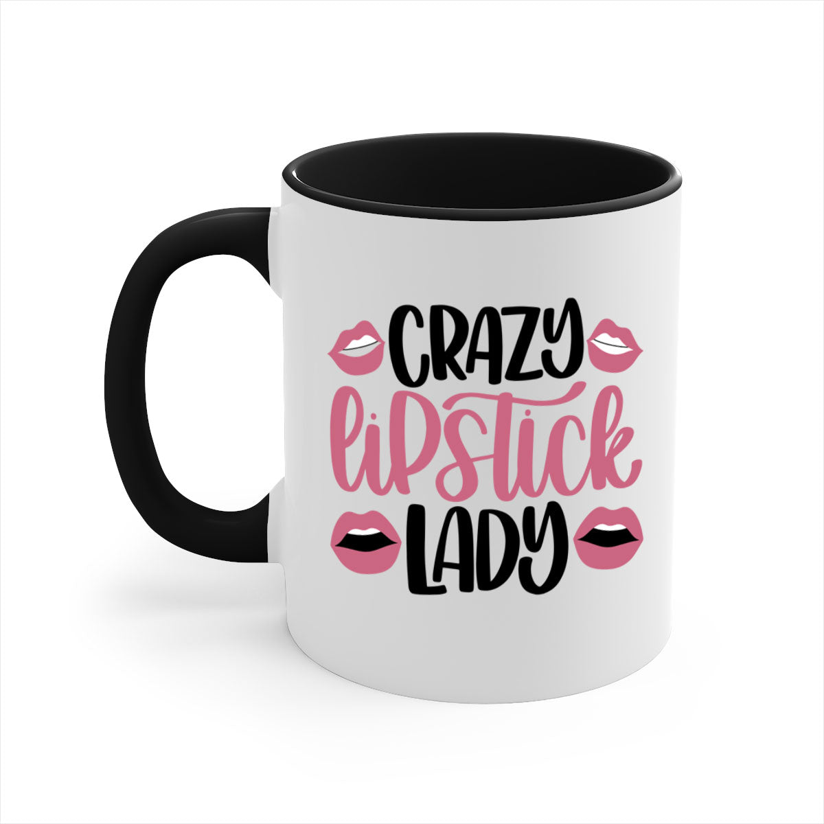 Crazy Lipstick Lady Style 107# Mug with colorful handle and glossy finish, available in multiple colors and sizes.