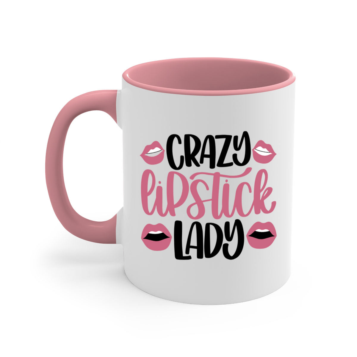 Crazy Lipstick Lady Style 107# Mug with colorful handle and glossy finish, available in multiple colors and sizes.