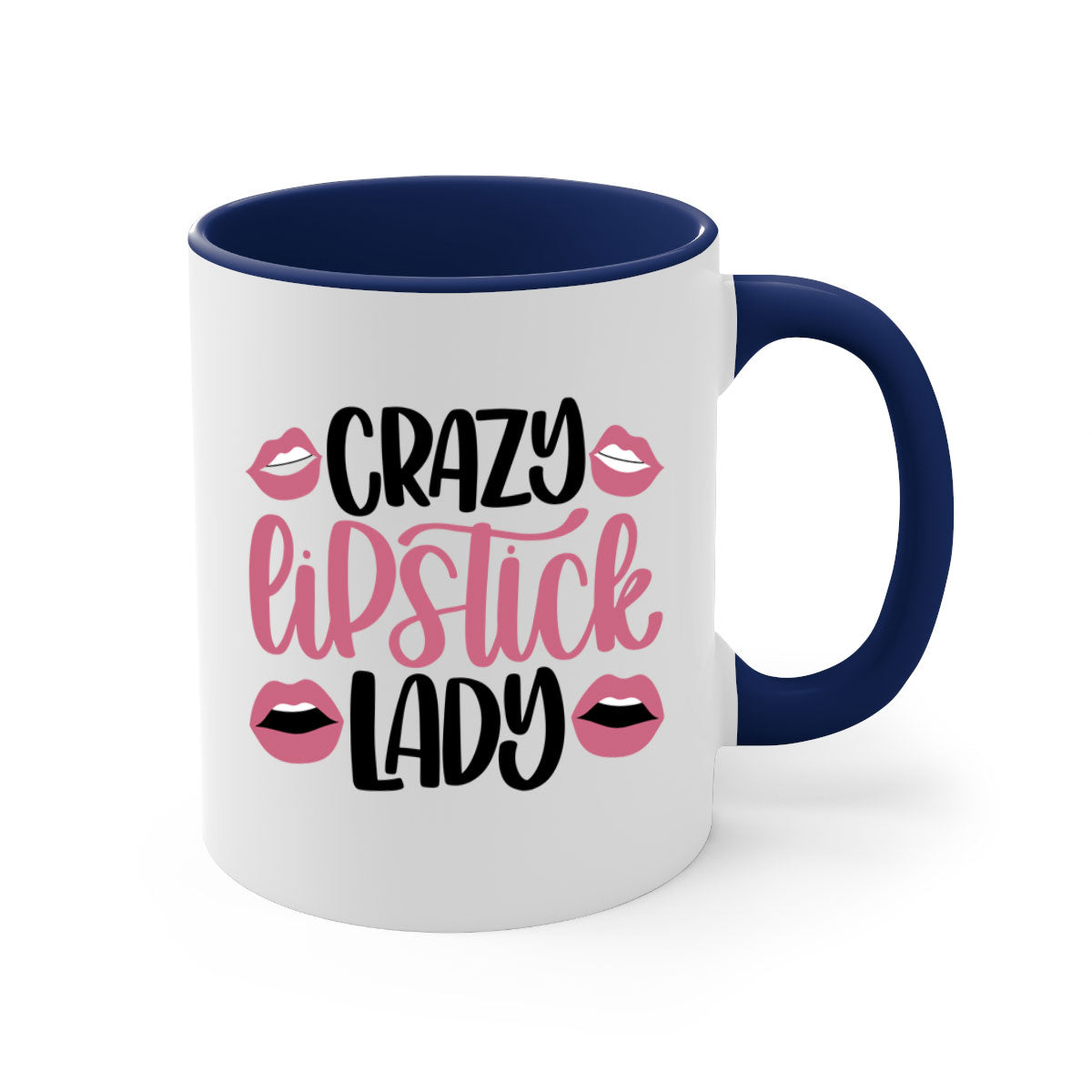 Crazy Lipstick Lady Style 107# Mug with colorful handle and glossy finish, available in multiple colors and sizes.