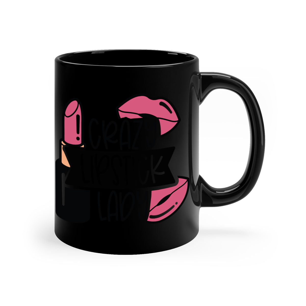 Crazy Lipstick Lady Style 108# Mug with colorful handle and interior, showcasing a glossy finish and stylish design.