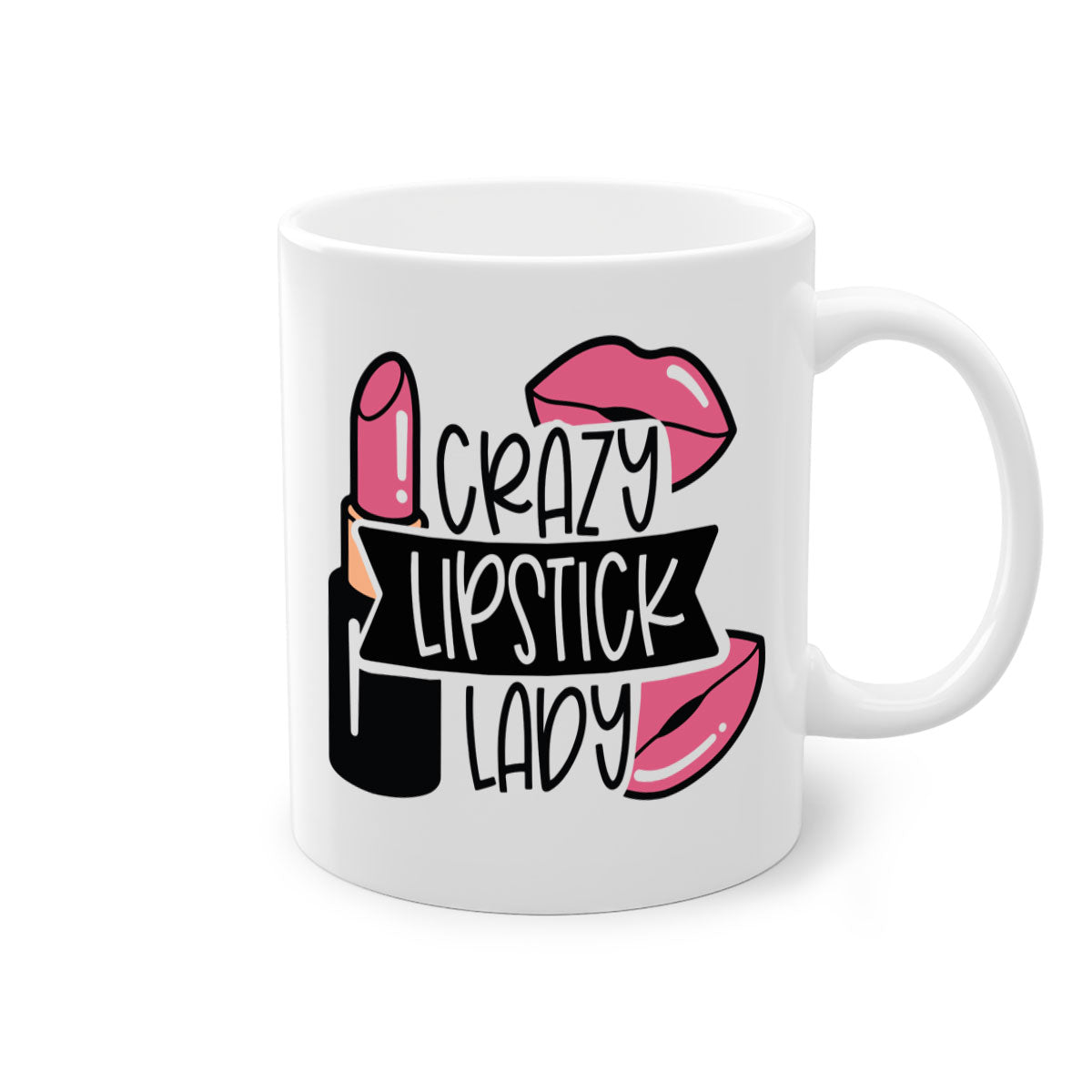 Crazy Lipstick Lady Style 108# Mug with colorful handle and interior, showcasing a glossy finish and stylish design.