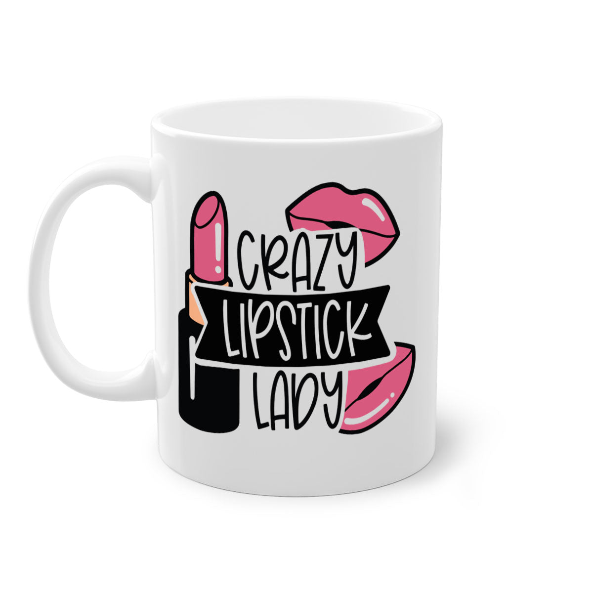Crazy Lipstick Lady Style 108# Mug with colorful handle and interior, showcasing a glossy finish and stylish design.