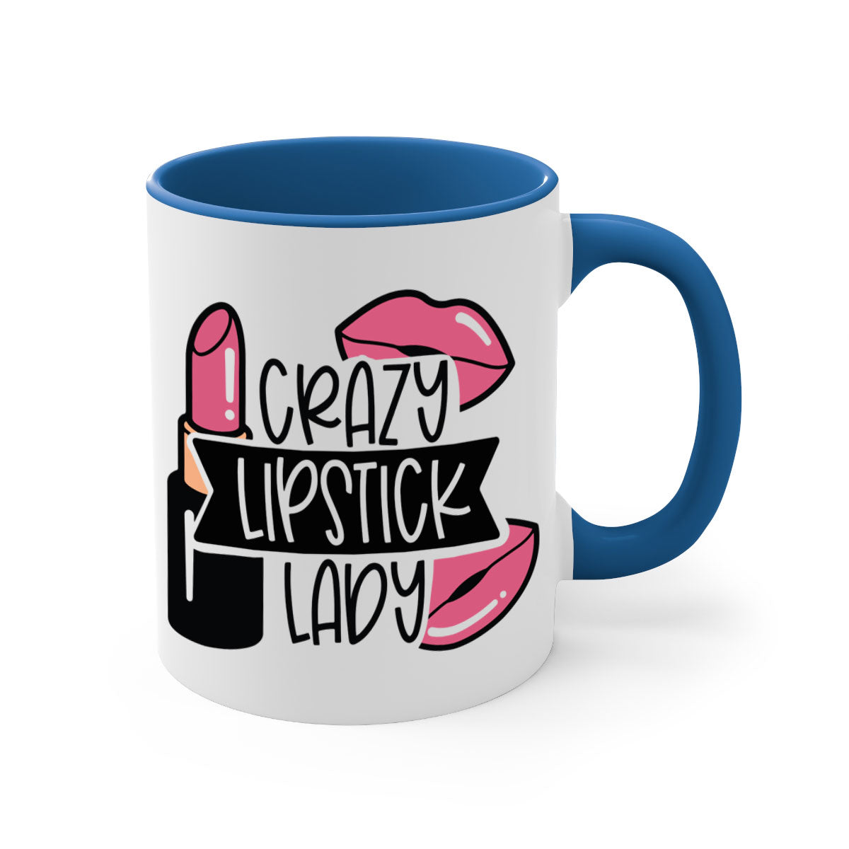 Crazy Lipstick Lady Style 108# Mug with colorful handle and interior, showcasing a glossy finish and stylish design.