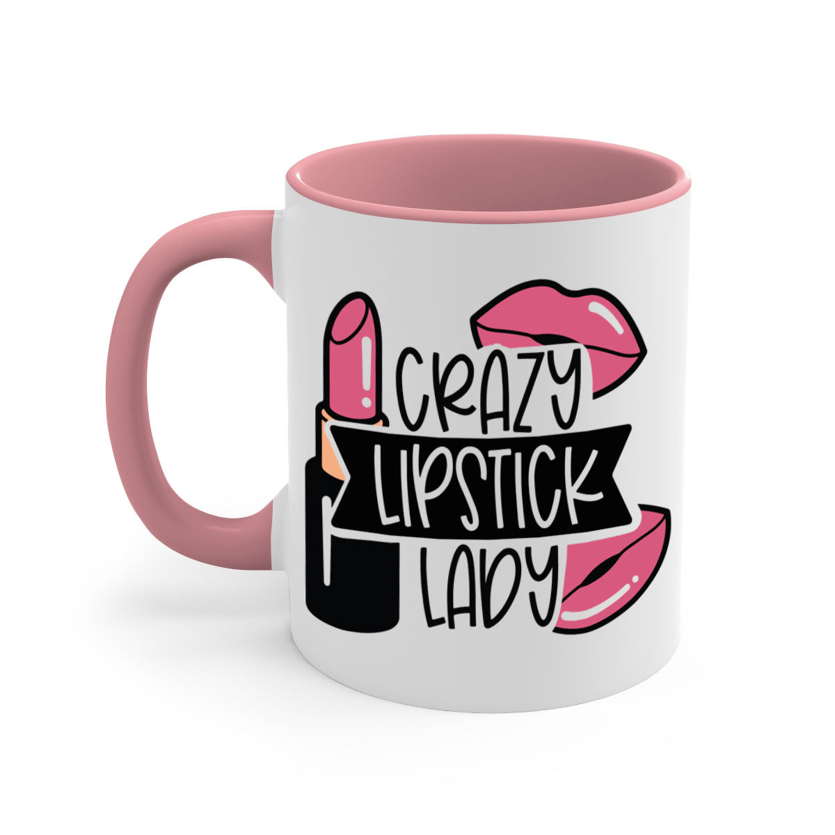 Crazy Lipstick Lady Style 108# Mug with colorful handle and interior, showcasing a glossy finish and stylish design.