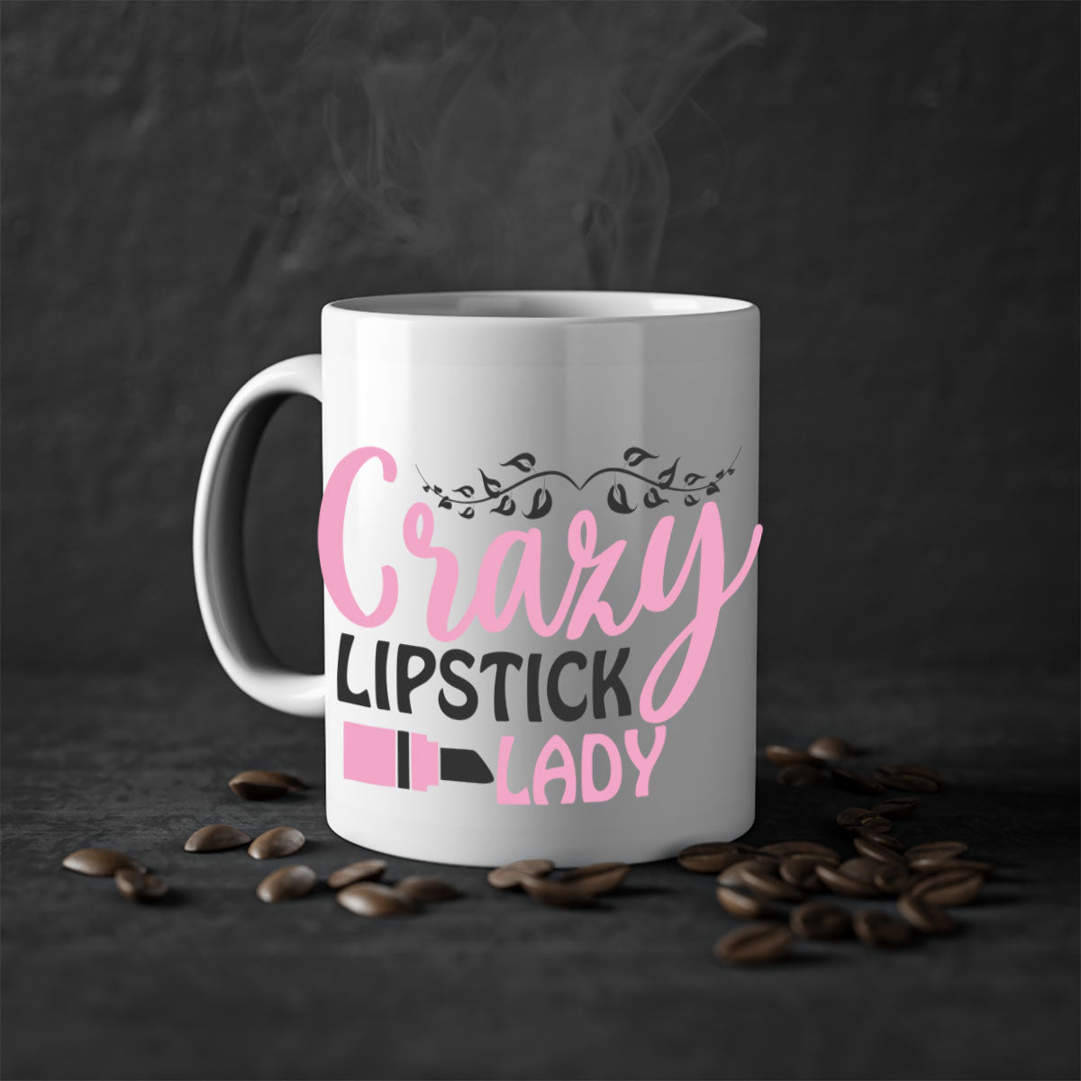 Crazy Lipstick Lady Style 159# Mug with colorful handle and glossy finish, available in multiple colors and sizes.