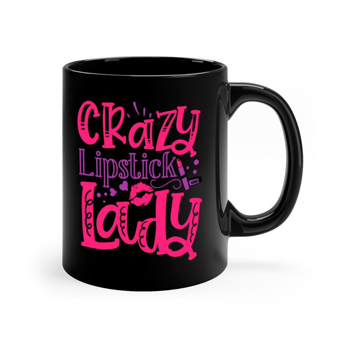 Crazy Lipstick Lady Style 241# Mug with colorful handle and glossy finish, available in multiple colors and sizes.