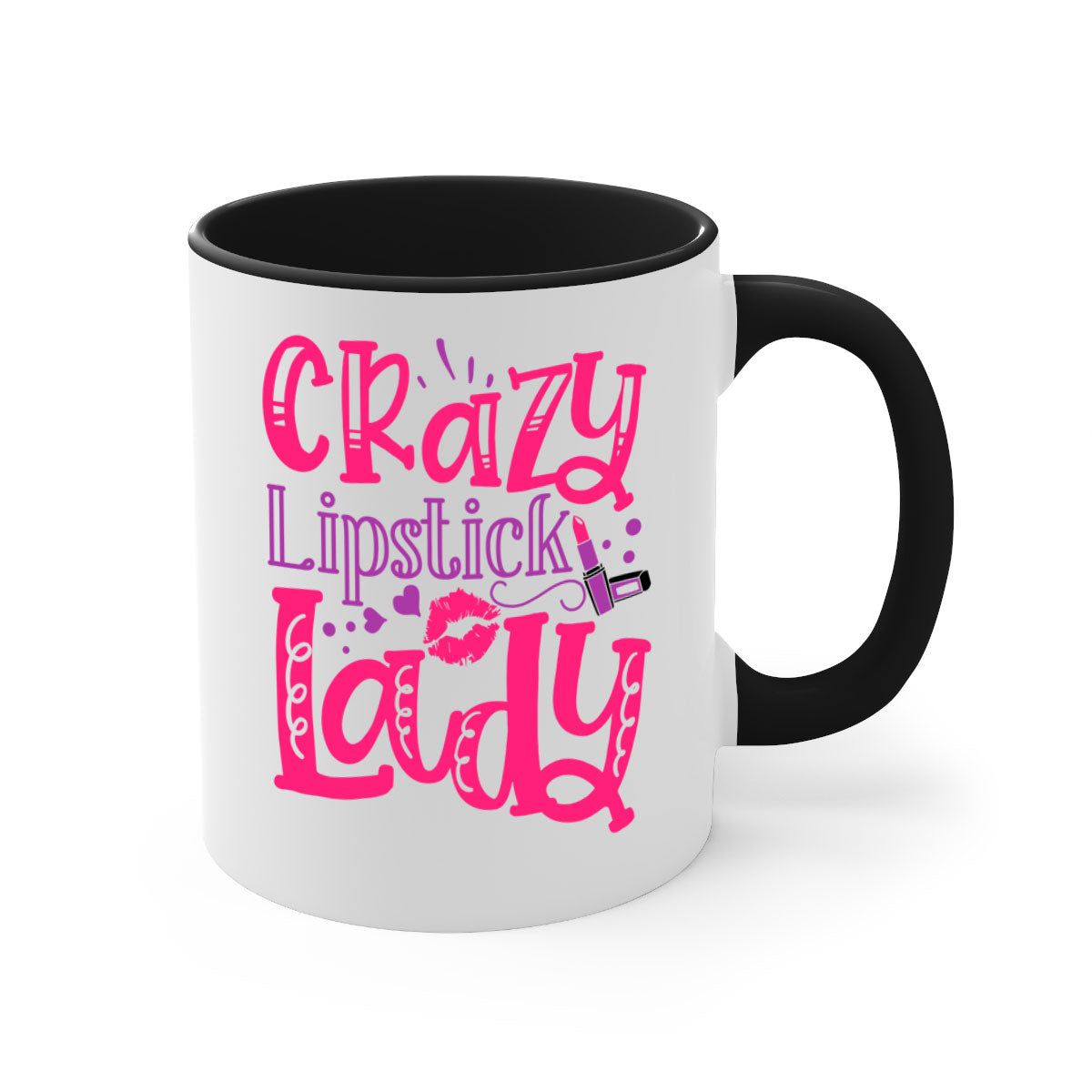 Crazy Lipstick Lady Style 241# Mug with colorful handle and glossy finish, available in multiple colors and sizes.