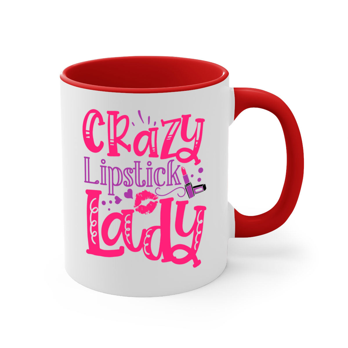 Crazy Lipstick Lady Style 241# Mug with colorful handle and glossy finish, available in multiple colors and sizes.