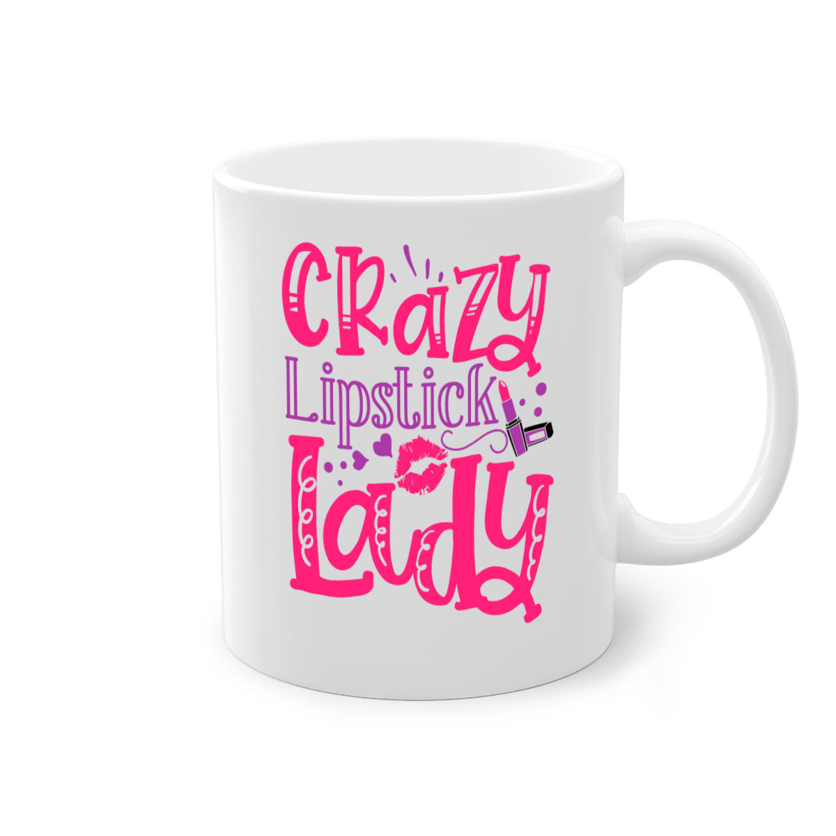 Crazy Lipstick Lady Style 241# Mug with colorful handle and glossy finish, available in multiple colors and sizes.