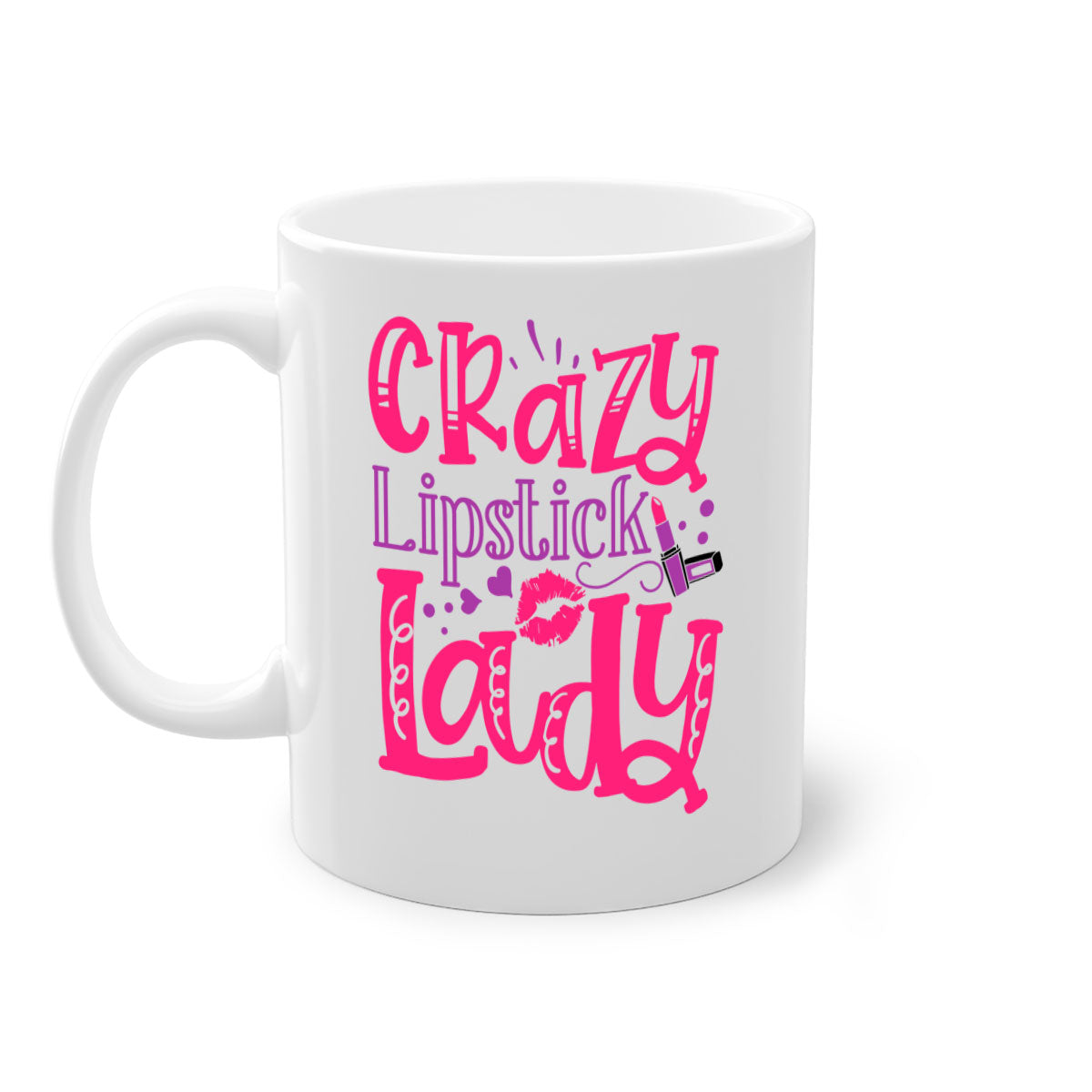 Crazy Lipstick Lady Style 241# Mug with colorful handle and glossy finish, available in multiple colors and sizes.