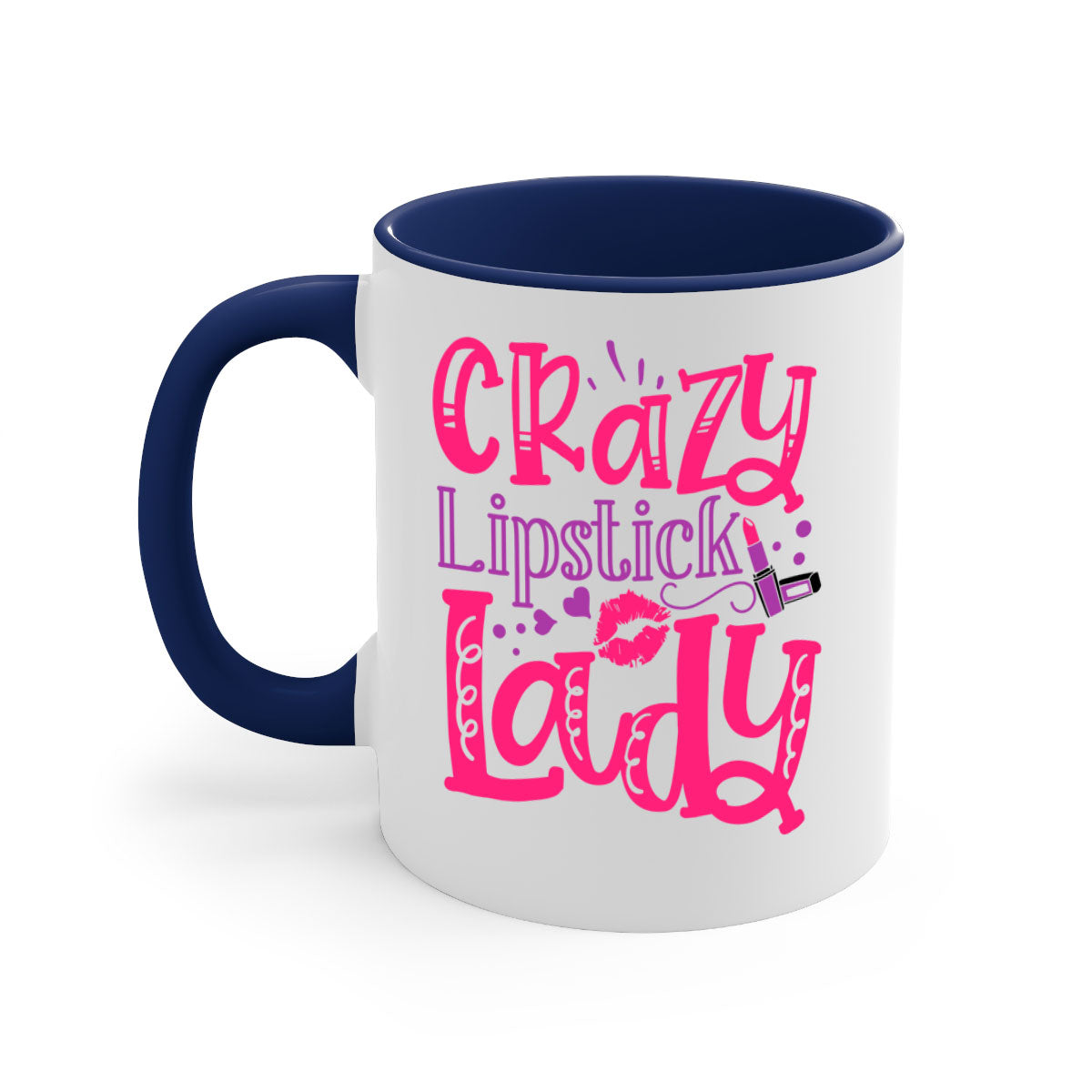 Crazy Lipstick Lady Style 241# Mug with colorful handle and glossy finish, available in multiple colors and sizes.