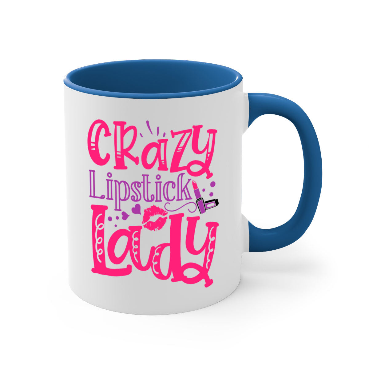 Crazy Lipstick Lady Style 241# Mug with colorful handle and glossy finish, available in multiple colors and sizes.
