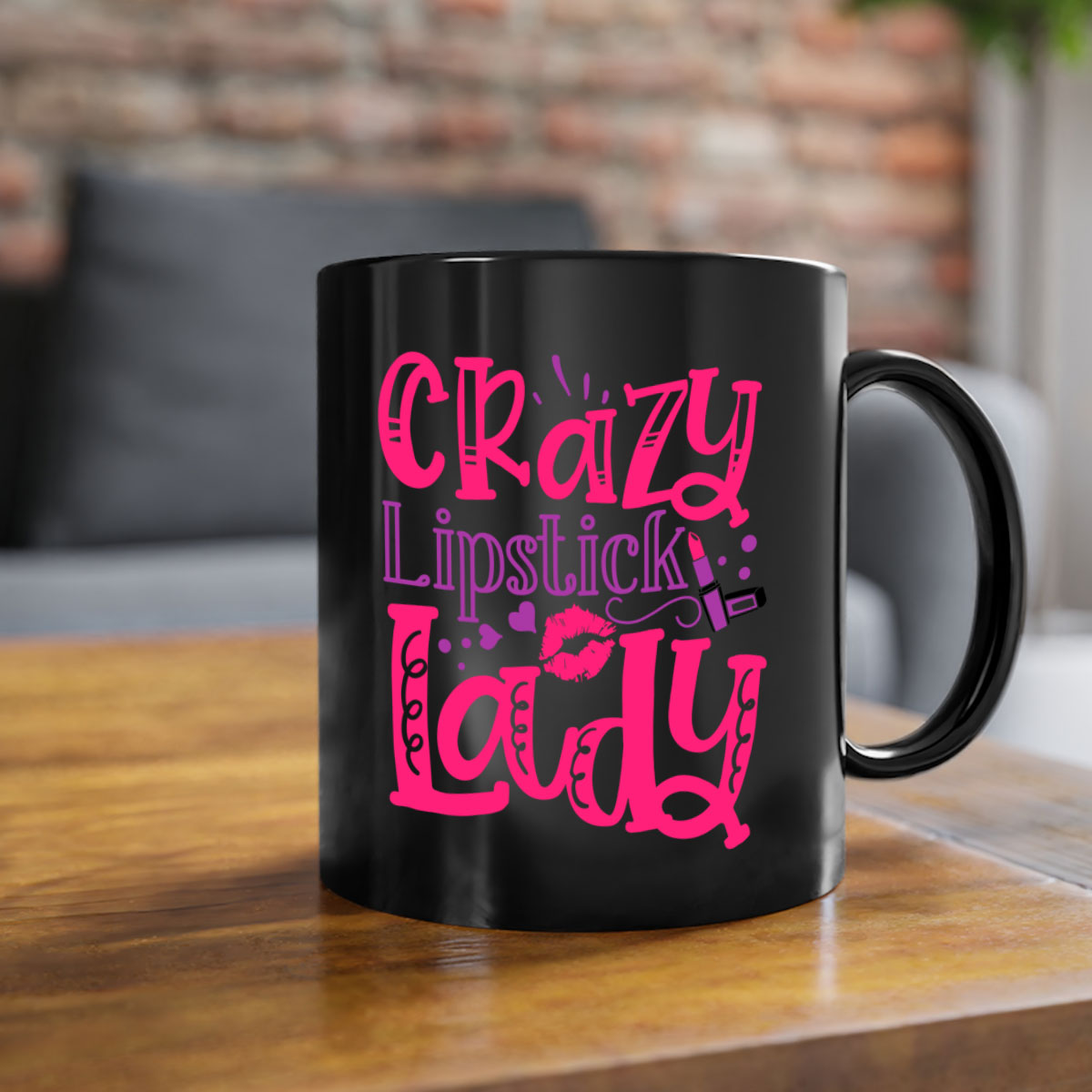 Crazy Lipstick Lady Style 241# Mug with colorful handle and glossy finish, available in multiple colors and sizes.