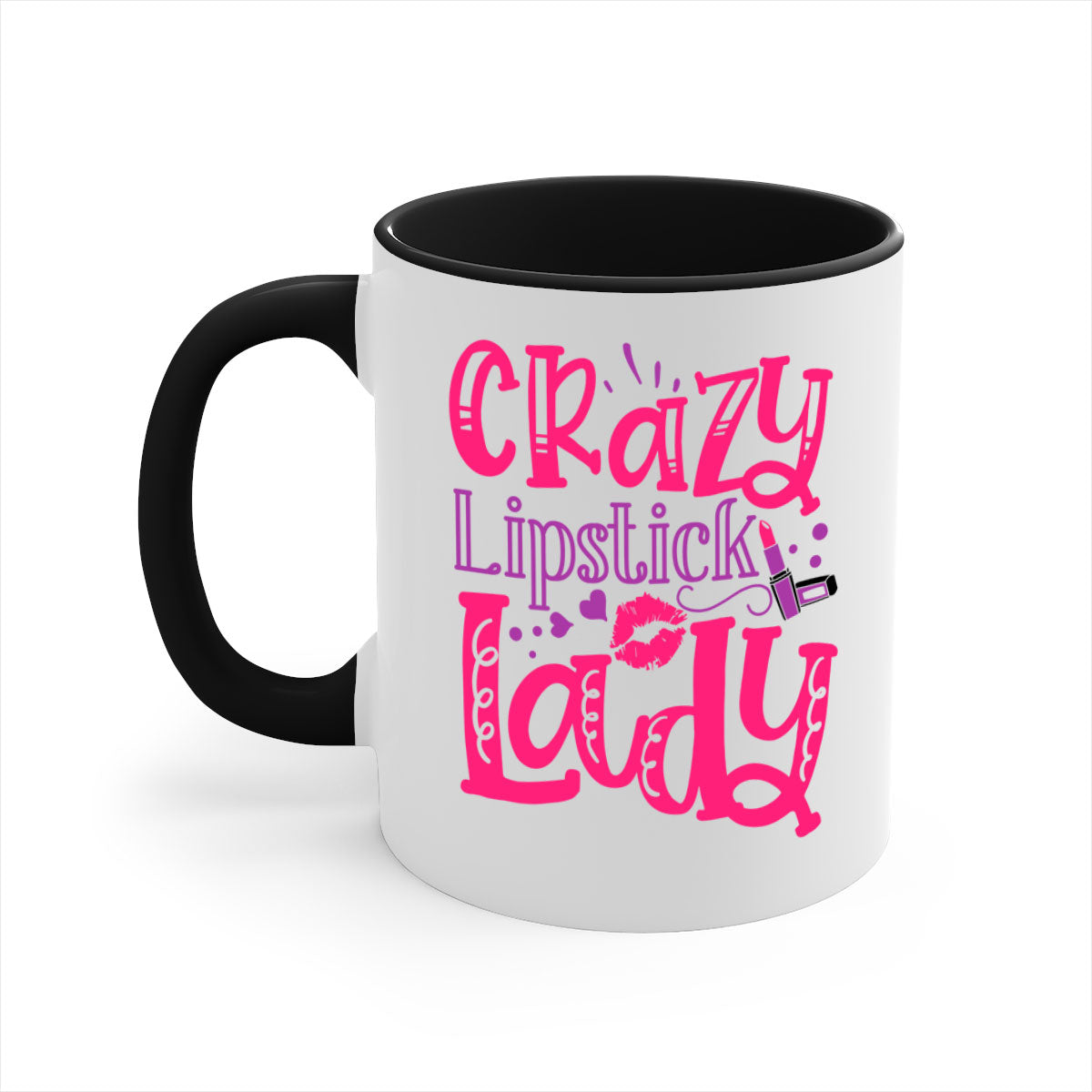 Crazy Lipstick Lady Style 241# Mug with colorful handle and glossy finish, available in multiple colors and sizes.