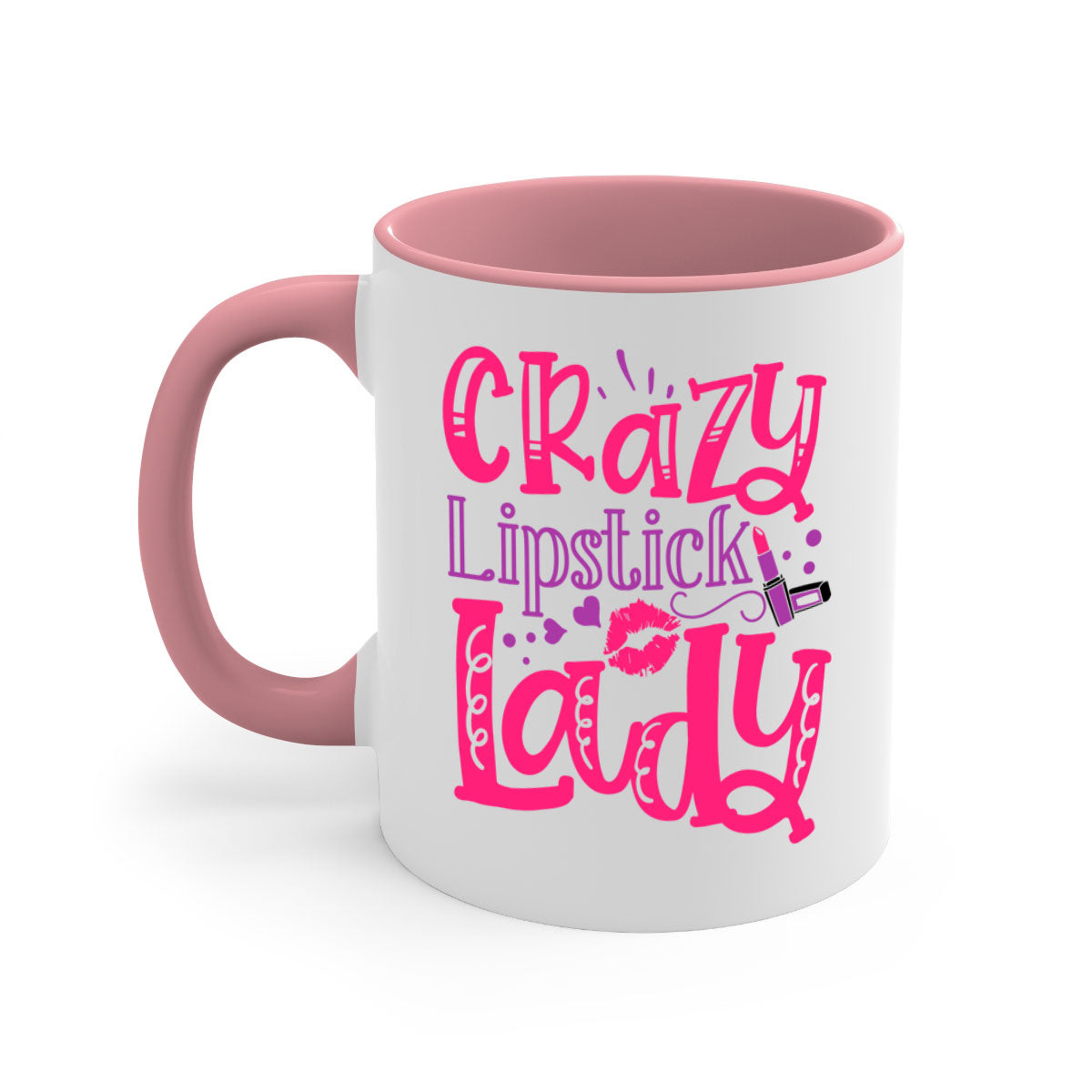 Crazy Lipstick Lady Style 241# Mug with colorful handle and glossy finish, available in multiple colors and sizes.