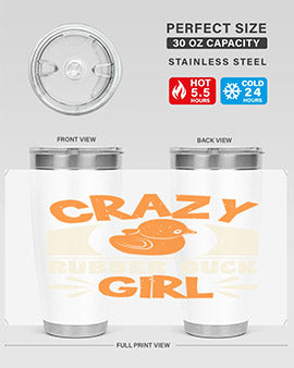 Crazy Rubber Duck Girl Style 4# Tumbler, a vibrant 20oz stainless steel tumbler with a fun rubber duck design.