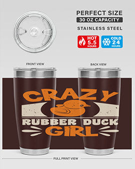 Crazy Rubber Duck Girl Style 4# Tumbler, a vibrant 20oz stainless steel tumbler with a fun rubber duck design.