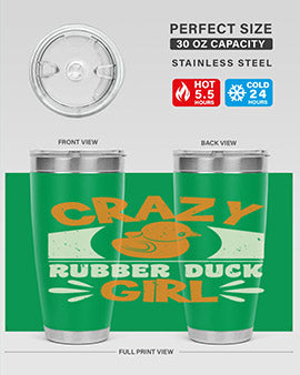 Crazy Rubber Duck Girl Style 4# Tumbler, a vibrant 20oz stainless steel tumbler with a fun rubber duck design.