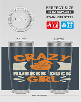 Crazy Rubber Duck Girl Style 4# Tumbler, a vibrant 20oz stainless steel tumbler with a fun rubber duck design.