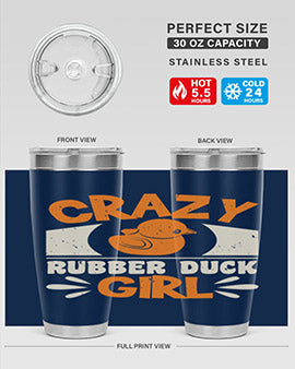 Crazy Rubber Duck Girl Style 4# Tumbler, a vibrant 20oz stainless steel tumbler with a fun rubber duck design.