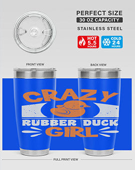 Crazy Rubber Duck Girl Style 4# Tumbler, a vibrant 20oz stainless steel tumbler with a fun rubber duck design.