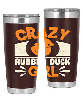 Crazy Rubber Duck Girl Style 4# Tumbler, a vibrant 20oz stainless steel tumbler with a fun rubber duck design.