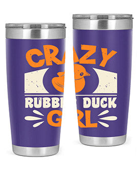 Crazy Rubber Duck Girl Style 4# Tumbler, a vibrant 20oz stainless steel tumbler with a fun rubber duck design.