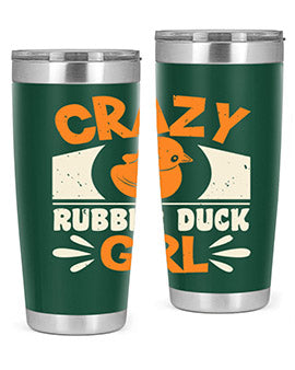 Crazy Rubber Duck Girl Style 4# Tumbler, a vibrant 20oz stainless steel tumbler with a fun rubber duck design.