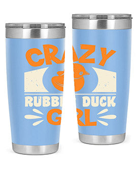 Crazy Rubber Duck Girl Style 4# Tumbler, a vibrant 20oz stainless steel tumbler with a fun rubber duck design.