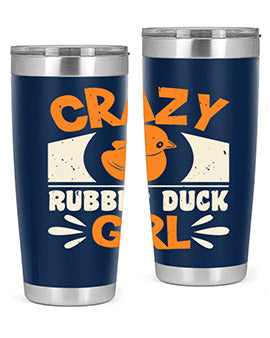 Crazy Rubber Duck Girl Style 4# Tumbler, a vibrant 20oz stainless steel tumbler with a fun rubber duck design.