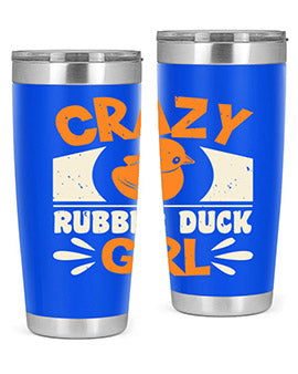 Crazy Rubber Duck Girl Style 4# Tumbler, a vibrant 20oz stainless steel tumbler with a fun rubber duck design.