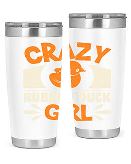 Crazy Rubber Duck Girl Style 4# Tumbler, a vibrant 20oz stainless steel tumbler with a fun rubber duck design.