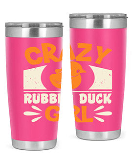 Crazy Rubber Duck Girl Style 4# Tumbler, a vibrant 20oz stainless steel tumbler with a fun rubber duck design.