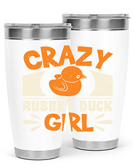 Crazy Rubber Duck Girl Style 4# Tumbler, a vibrant 20oz stainless steel tumbler with a fun rubber duck design.