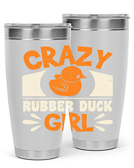 Crazy Rubber Duck Girl Style 4# Tumbler, a vibrant 20oz stainless steel tumbler with a fun rubber duck design.