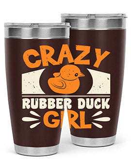Crazy Rubber Duck Girl Style 4# Tumbler, a vibrant 20oz stainless steel tumbler with a fun rubber duck design.