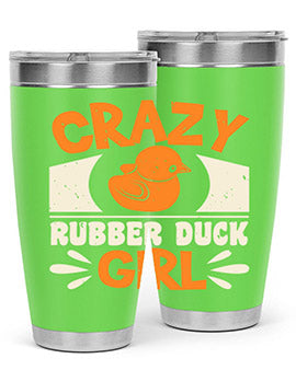 Crazy Rubber Duck Girl Style 4# Tumbler, a vibrant 20oz stainless steel tumbler with a fun rubber duck design.