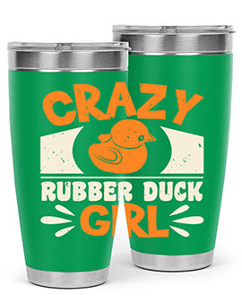 Crazy Rubber Duck Girl Style 4# Tumbler, a vibrant 20oz stainless steel tumbler with a fun rubber duck design.