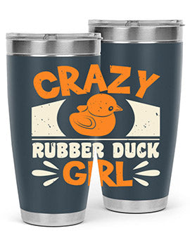 Crazy Rubber Duck Girl Style 4# Tumbler, a vibrant 20oz stainless steel tumbler with a fun rubber duck design.