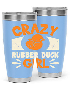 Crazy Rubber Duck Girl Style 4# Tumbler, a vibrant 20oz stainless steel tumbler with a fun rubber duck design.