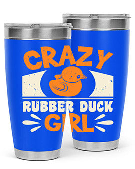 Crazy Rubber Duck Girl Style 4# Tumbler, a vibrant 20oz stainless steel tumbler with a fun rubber duck design.