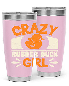 Crazy Rubber Duck Girl Style 4# Tumbler, a vibrant 20oz stainless steel tumbler with a fun rubber duck design.
