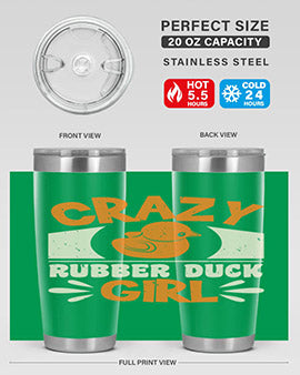Crazy Rubber Duck Girl Style 4# Tumbler, a vibrant 20oz stainless steel tumbler with a fun rubber duck design.