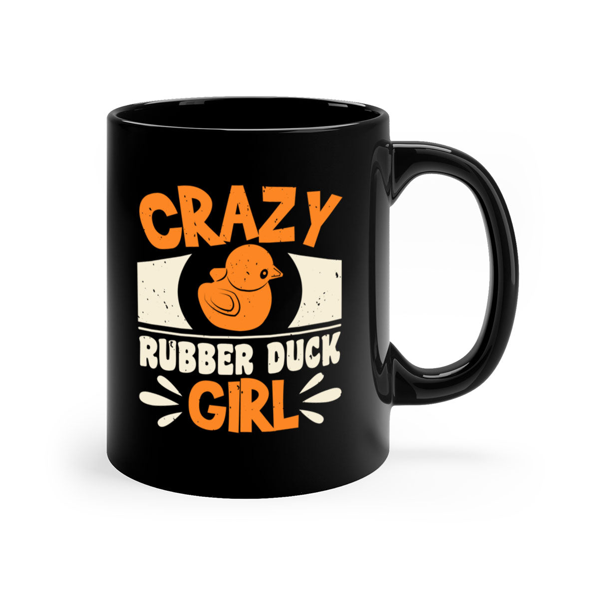 Crazy Rubber Duck Girl Style 4# Mug with colorful handle and glossy finish, available in multiple colors and sizes.
