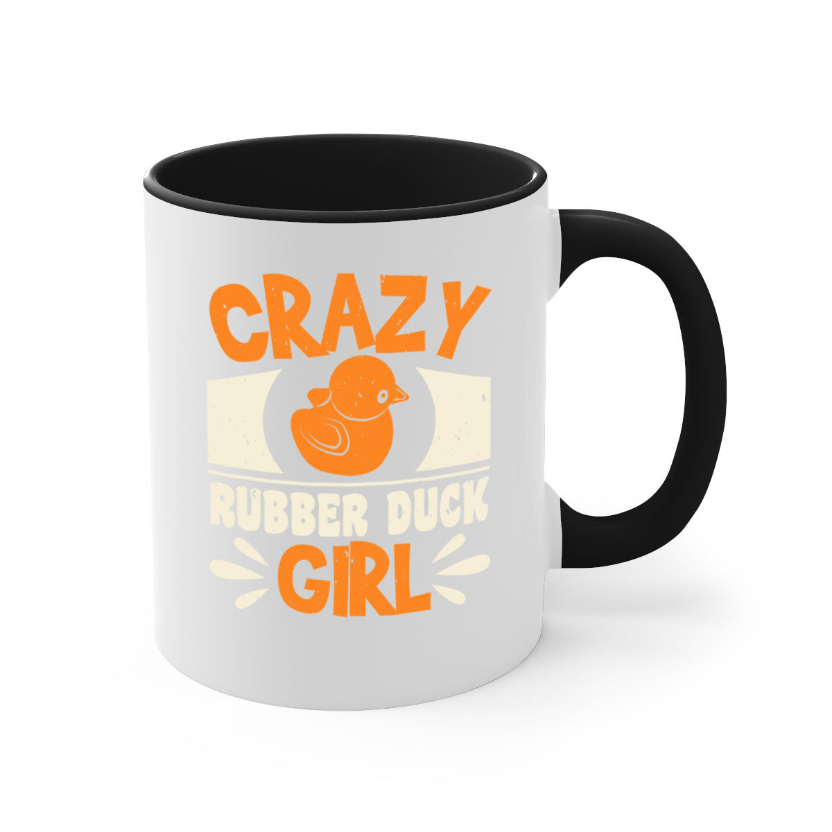 Crazy Rubber Duck Girl Style 4# Mug with colorful handle and glossy finish, available in multiple colors and sizes.