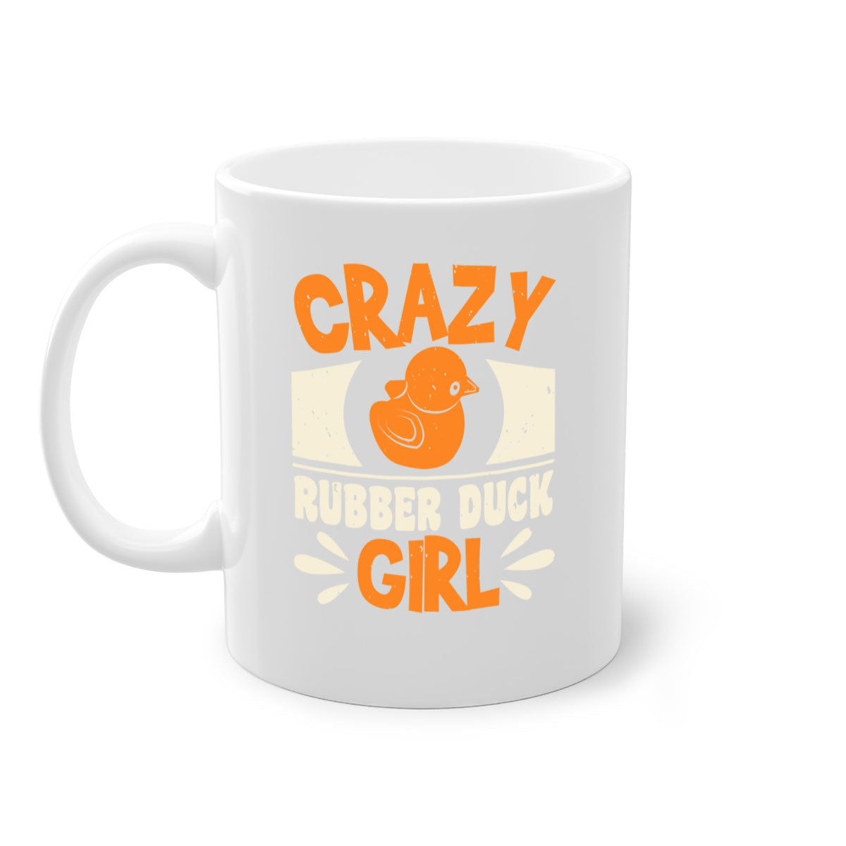Crazy Rubber Duck Girl Style 4# Mug with colorful handle and glossy finish, available in multiple colors and sizes.
