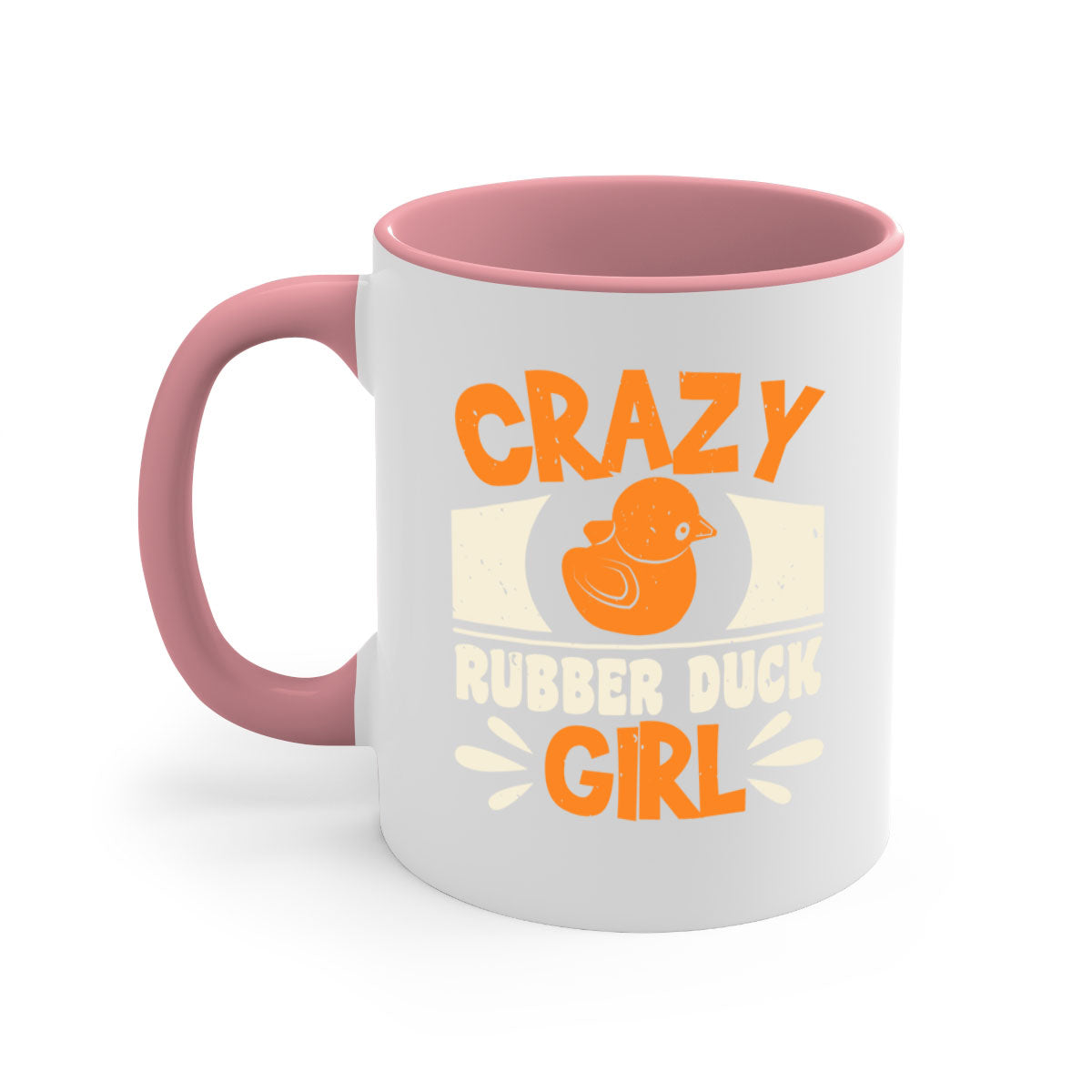 Crazy Rubber Duck Girl Style 4# Mug with colorful handle and glossy finish, available in multiple colors and sizes.