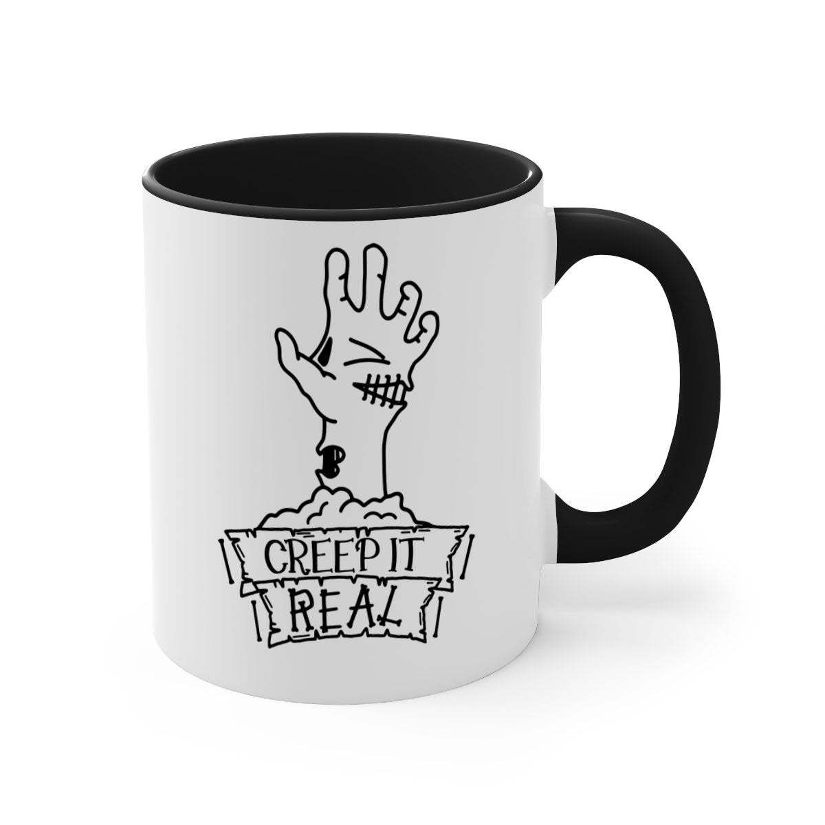 Creep It Real 81# Halloween Mug with colorful handle and glossy finish, perfect for coffee and tea lovers.
