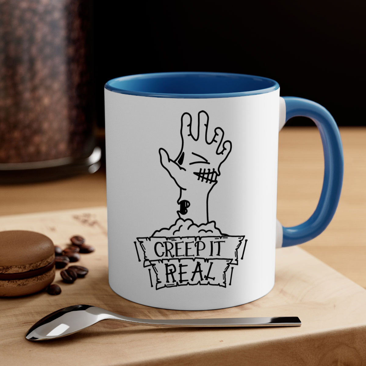 Creep It Real 81# Halloween Mug with colorful handle and glossy finish, perfect for coffee and tea lovers.
